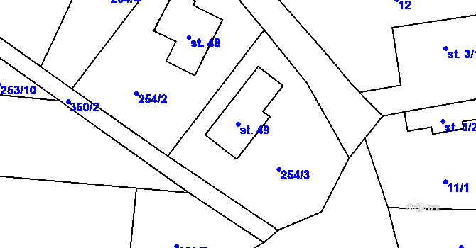 Parcela st. 49 v KÚ Třebkov, Katastrální mapa