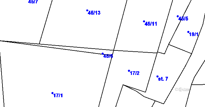 Parcela st. 45/6 v KÚ Třebkov, Katastrální mapa