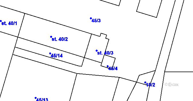 Parcela st. 40/3 v KÚ Třebkov, Katastrální mapa