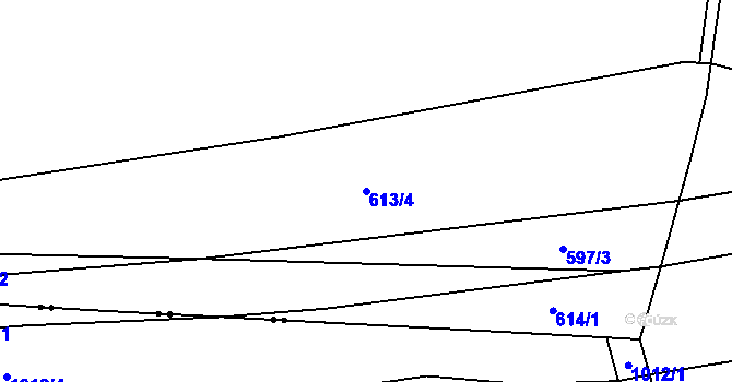 Parcela st. 613/4 v KÚ Obřice, Katastrální mapa