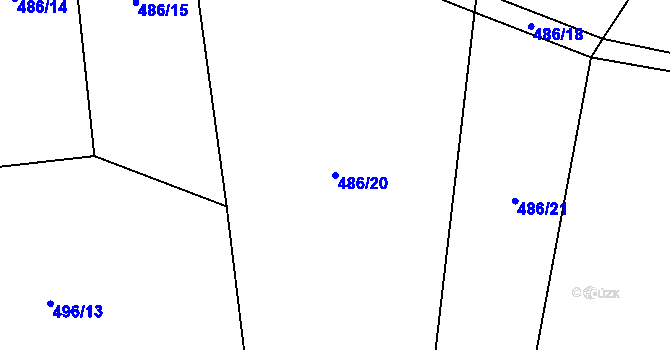 Parcela st. 486/20 v KÚ Obřice, Katastrální mapa