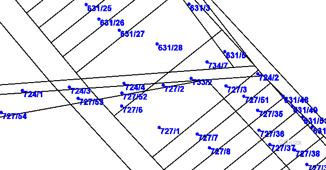 Parcela st. 727/2 v KÚ Podsedice, Katastrální mapa
