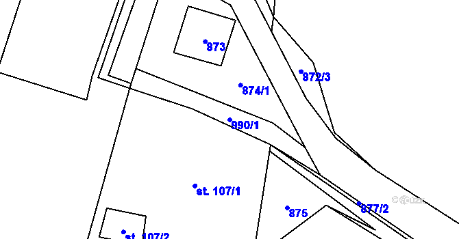 Parcela st. 990/1 v KÚ Podsedice, Katastrální mapa