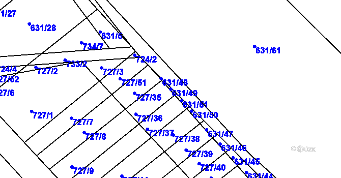 Parcela st. 631/49 v KÚ Podsedice, Katastrální mapa