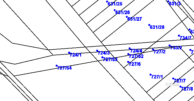 Parcela st. 724/3 v KÚ Podsedice, Katastrální mapa