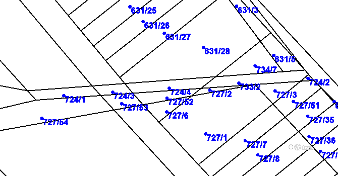 Parcela st. 724/4 v KÚ Podsedice, Katastrální mapa