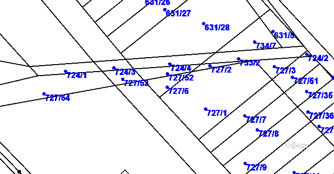 Parcela st. 727/6 v KÚ Podsedice, Katastrální mapa