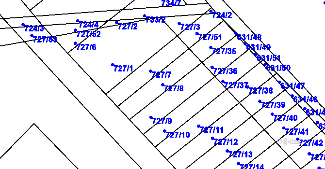 Parcela st. 727/8 v KÚ Podsedice, Katastrální mapa