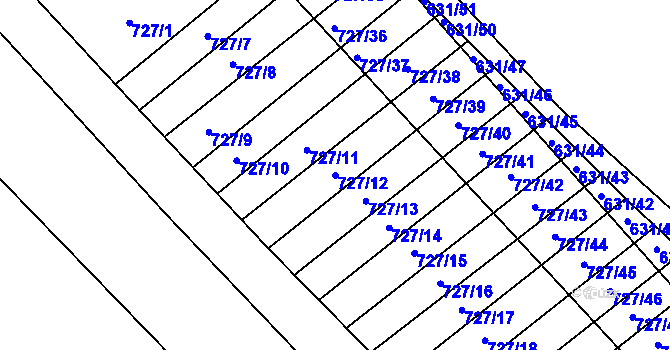 Parcela st. 727/12 v KÚ Podsedice, Katastrální mapa