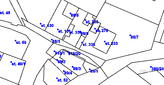 Parcela st. 335 v KÚ Podsedice, Katastrální mapa