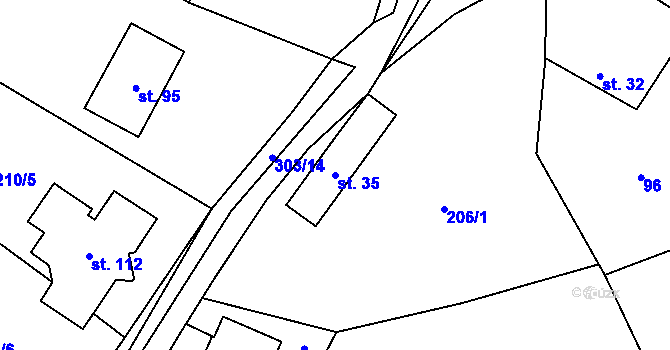 Parcela st. 35 v KÚ Brada, Katastrální mapa