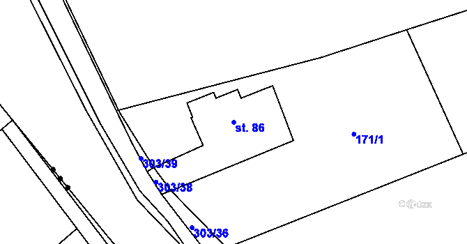 Parcela st. 86 v KÚ Brada, Katastrální mapa