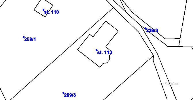 Parcela st. 113 v KÚ Brada, Katastrální mapa