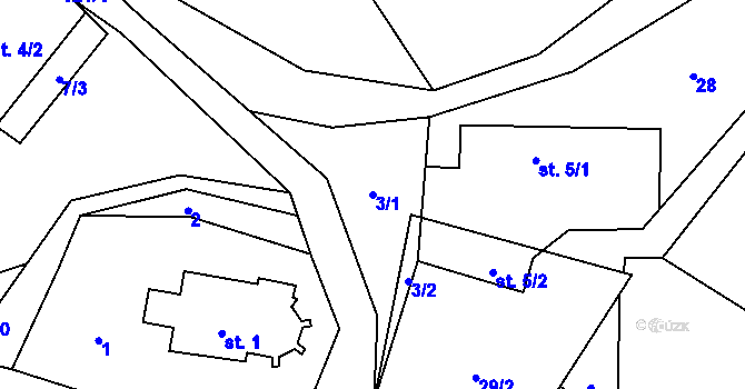 Parcela st. 3/1 v KÚ Brada, Katastrální mapa