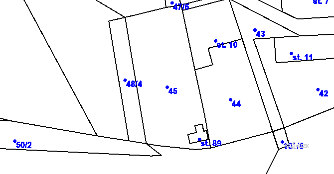 Parcela st. 45 v KÚ Brada, Katastrální mapa