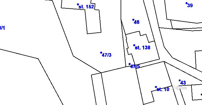 Parcela st. 47/3 v KÚ Brada, Katastrální mapa