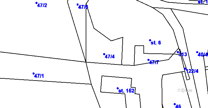 Parcela st. 47/4 v KÚ Brada, Katastrální mapa