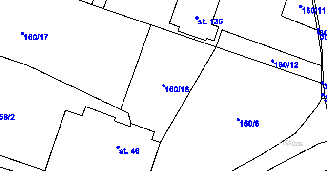 Parcela st. 160/16 v KÚ Brada, Katastrální mapa