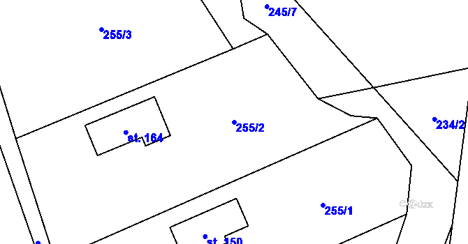 Parcela st. 255/2 v KÚ Brada, Katastrální mapa