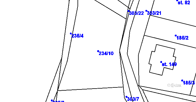 Parcela st. 234/10 v KÚ Brada, Katastrální mapa