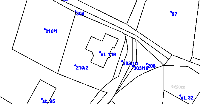Parcela st. 119 v KÚ Brada, Katastrální mapa