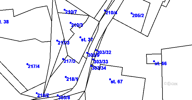 Parcela st. 303/32 v KÚ Brada, Katastrální mapa