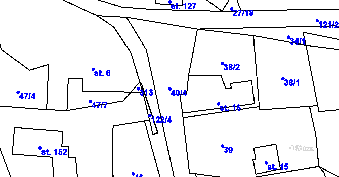 Parcela st. 40/4 v KÚ Brada, Katastrální mapa