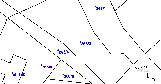 Parcela st. 263/3 v KÚ Brada, Katastrální mapa