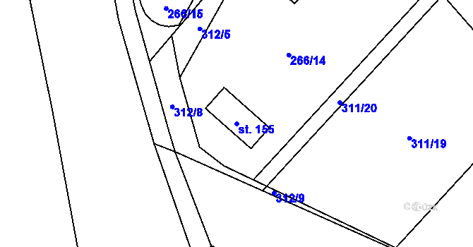 Parcela st. 155 v KÚ Brada, Katastrální mapa