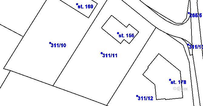Parcela st. 311/11 v KÚ Brada, Katastrální mapa