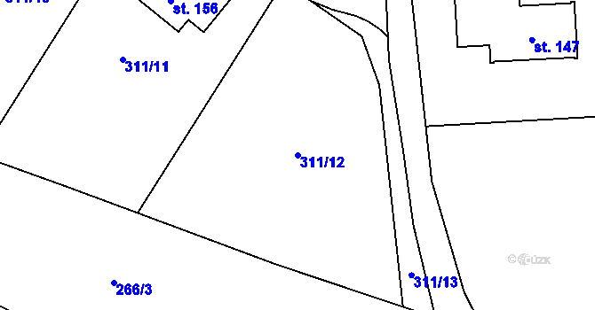 Parcela st. 311/12 v KÚ Brada, Katastrální mapa