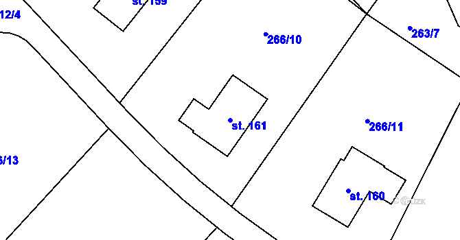 Parcela st. 161 v KÚ Brada, Katastrální mapa