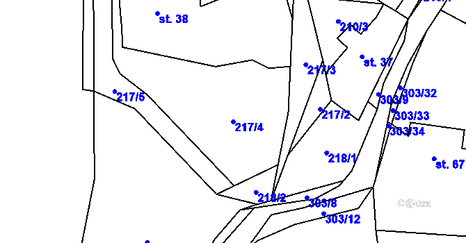 Parcela st. 217/4 v KÚ Brada, Katastrální mapa