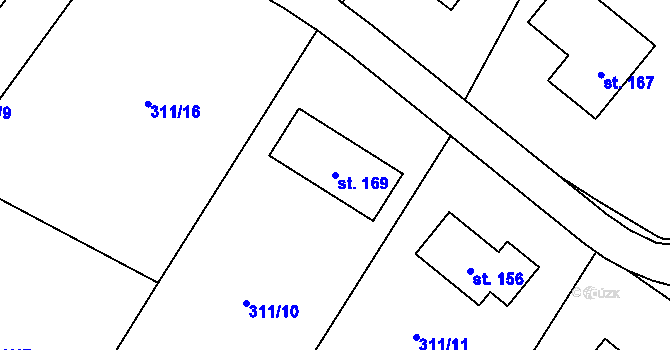 Parcela st. 169 v KÚ Brada, Katastrální mapa