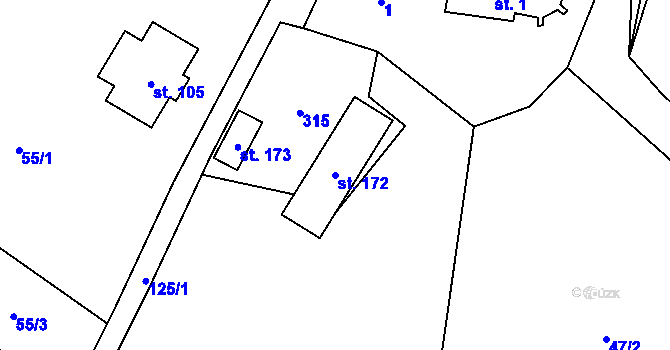 Parcela st. 172 v KÚ Brada, Katastrální mapa