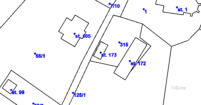 Parcela st. 173 v KÚ Brada, Katastrální mapa