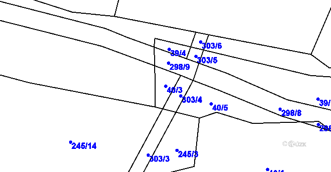 Parcela st. 40/3 v KÚ Dílce, Katastrální mapa