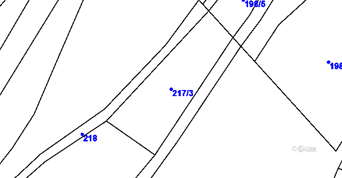 Parcela st. 217/3 v KÚ Dílce, Katastrální mapa