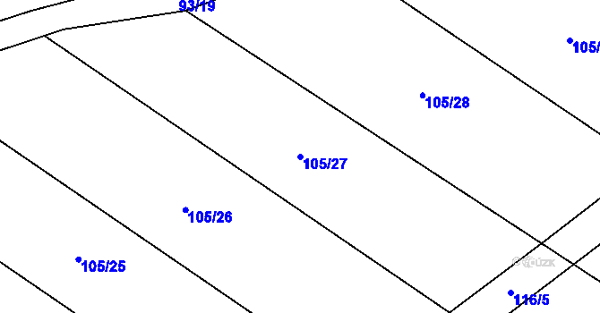 Parcela st. 105/27 v KÚ Dílce, Katastrální mapa
