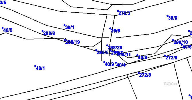 Parcela st. 298/6 v KÚ Dílce, Katastrální mapa