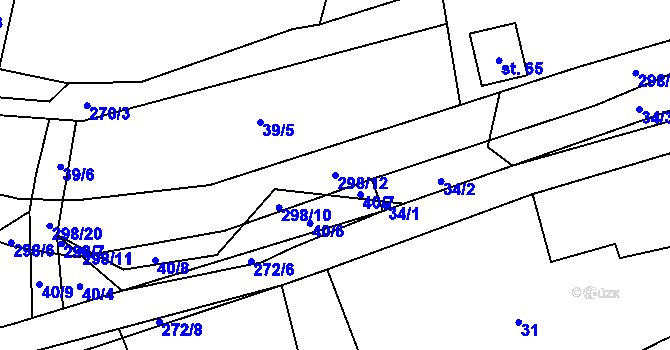 Parcela st. 298/12 v KÚ Dílce, Katastrální mapa