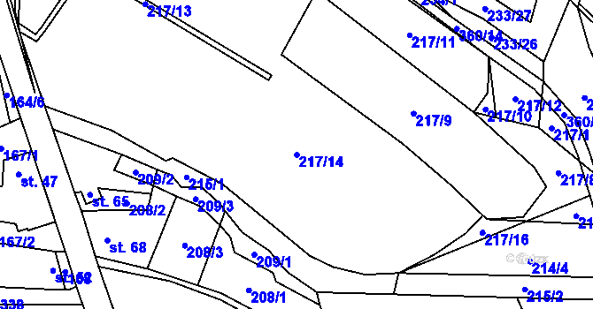 Parcela st. 217/14 v KÚ Podůlší, Katastrální mapa