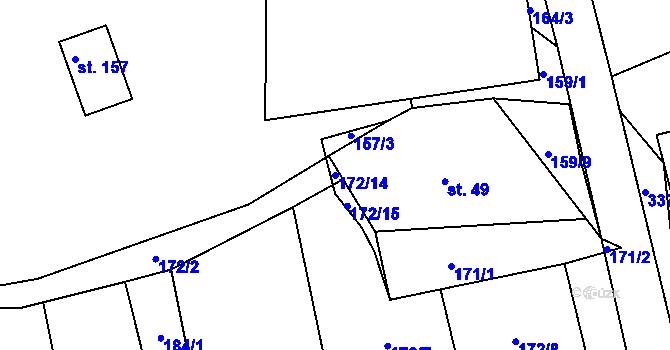 Parcela st. 172/14 v KÚ Podůlší, Katastrální mapa