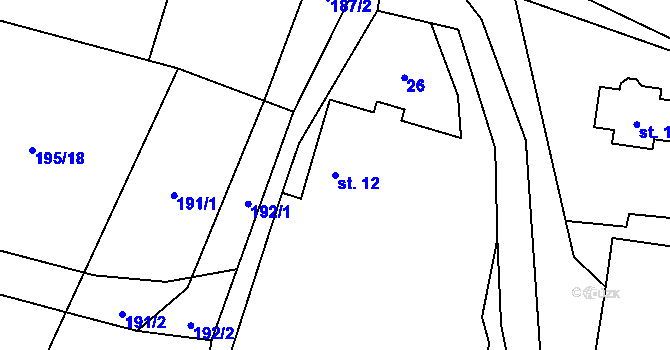 Parcela st. 12 v KÚ Jinolice, Katastrální mapa