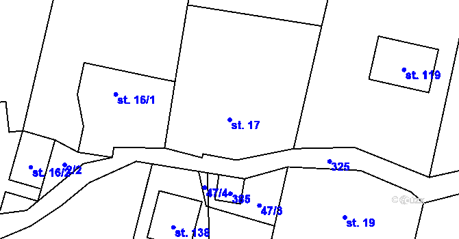 Parcela st. 17 v KÚ Jinolice, Katastrální mapa