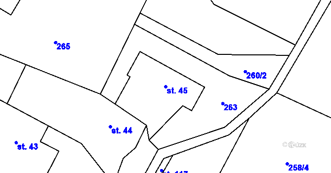 Parcela st. 45 v KÚ Jinolice, Katastrální mapa
