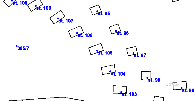 Parcela st. 105 v KÚ Jinolice, Katastrální mapa