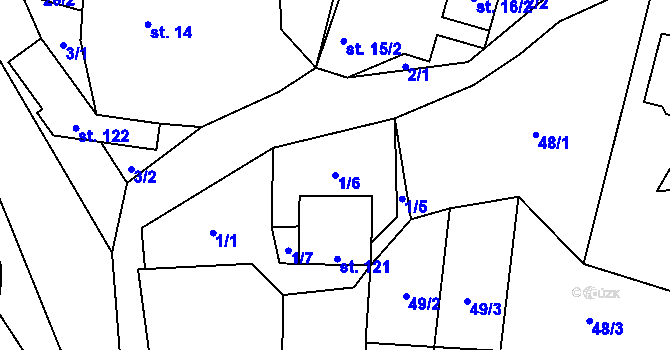 Parcela st. 1/6 v KÚ Jinolice, Katastrální mapa