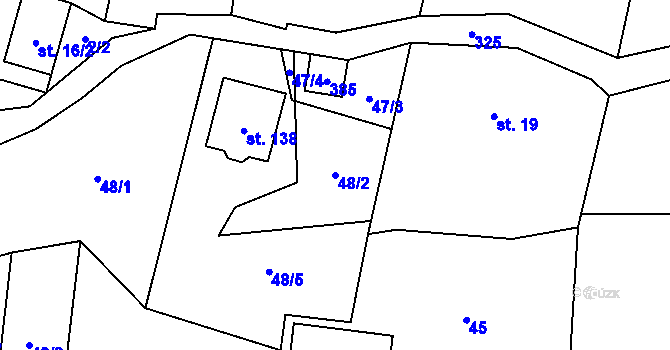 Parcela st. 48/2 v KÚ Jinolice, Katastrální mapa