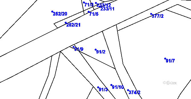 Parcela st. 91/2 v KÚ Jinolice, Katastrální mapa